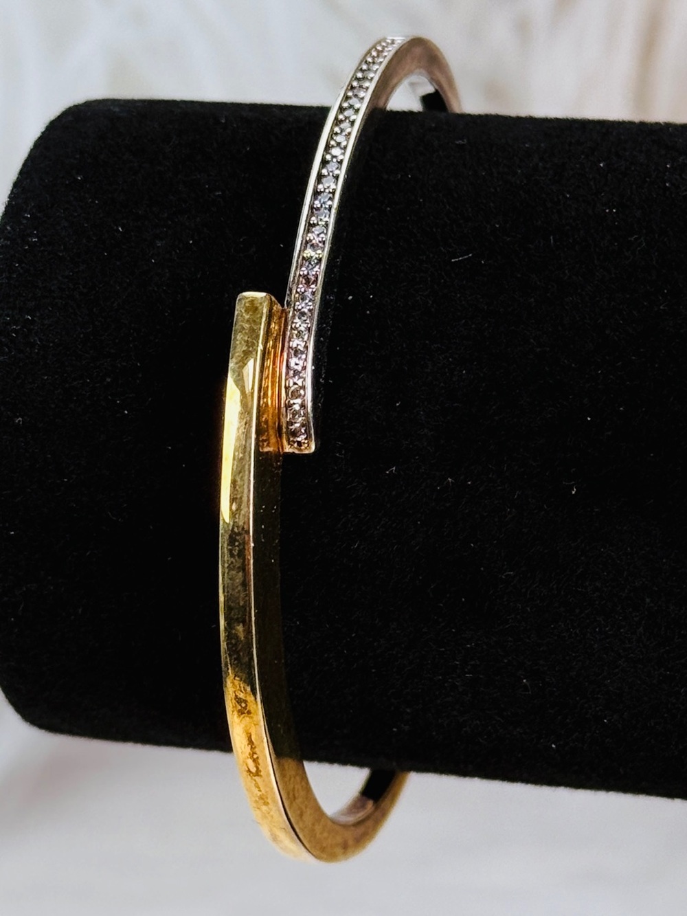 Vintage Banana Republic aged silvertone goldtone minimalist cuff bracelet
